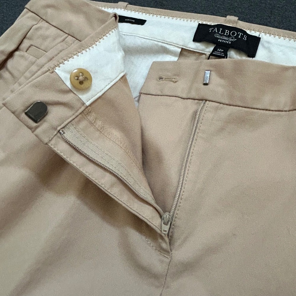 Talbots Petites Signature Pants Women 12P Beige Cropped Stretch NWT - Picture 10 of 16